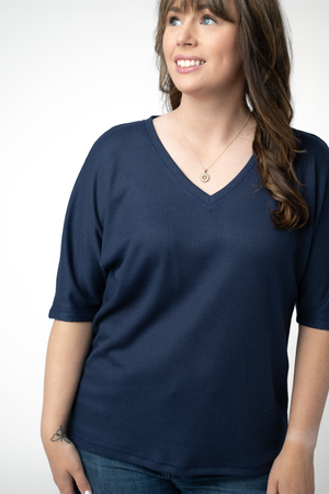 PREBOOK Emerson Waffle Top - Navy