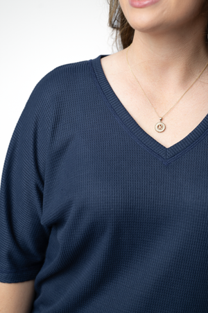 PREBOOK Emerson Waffle Top - Navy