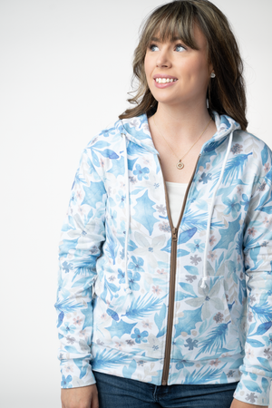 PREBOOK Fullzip Hoodie - Winter Blue Floral