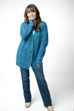 PREBOOK Brooks Button Sweater Cardigan - Teal