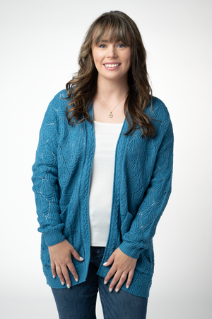 PREBOOK Open Knit Cardigan - Teal