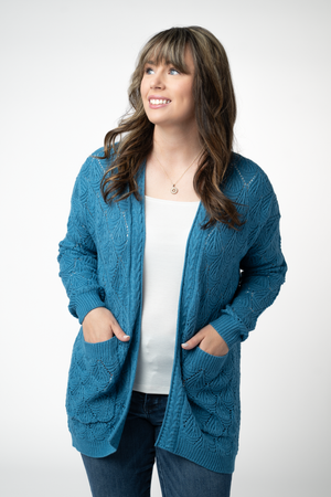PREBOOK Open Knit Cardigan - Teal