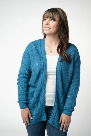 PREBOOK Open Knit Cardigan - Teal