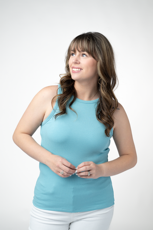 PREBOOK Tara Ribbed Tank - Blue