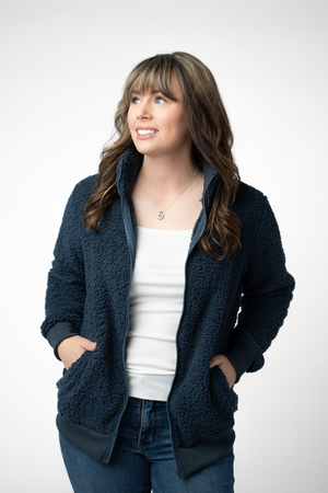 PREBOOK Skylar Sherpa Fullzip - Navy