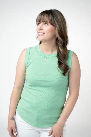 PREBOOK Morgan Micro Striped Tank - Green