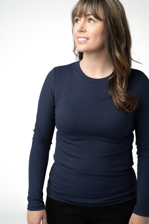 PREBOOK Reese Ribbed Long Sleeve Top - Navy