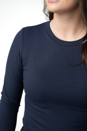 PREBOOK Reese Ribbed Long Sleeve Top - Navy