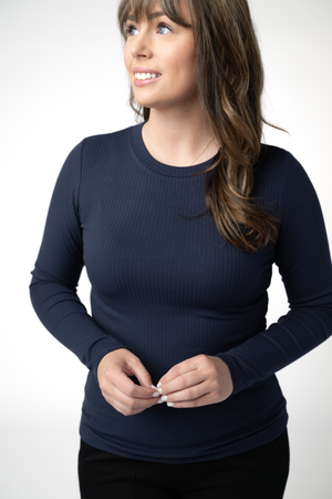 PREBOOK Reese Ribbed Long Sleeve Top - Navy
