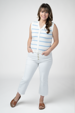PREBOOK Lucy Striped Button Tank - Blue