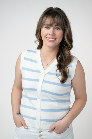 PREBOOK Lucy Striped Button Tank - Blue