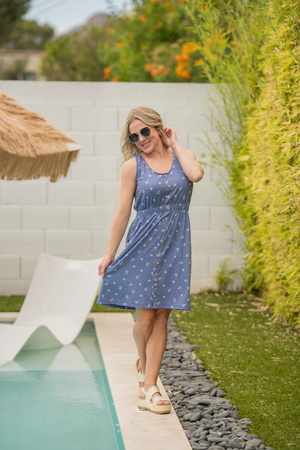 Beverly Button Dress - Nautical Navy by Michelle Mae