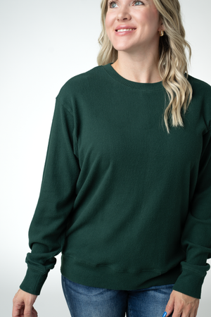 Corrine Ribbed Pullover Top - Evergreen by Michelle Mae