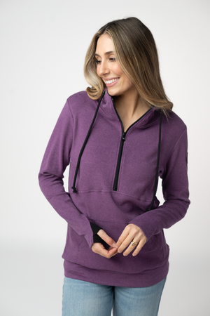 Classic HalfZip Hoodie - Black and Purple by Michelle Mae