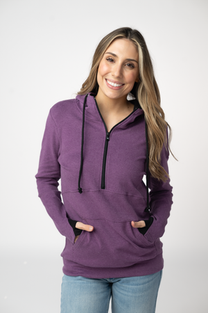 Classic HalfZip Hoodie - Black and Purple by Michelle Mae