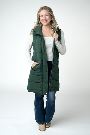 Harlow Long Vest - Evergreen by Michelle Mae