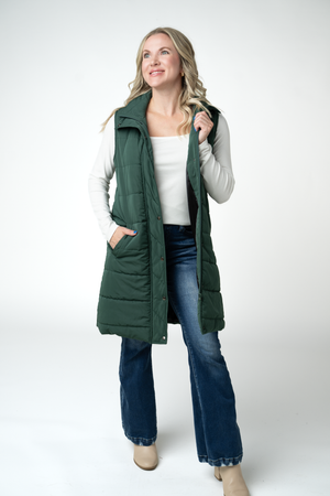 Harlow Long Vest - Evergreen by Michelle Mae