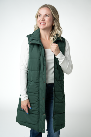 Harlow Long Vest - Evergreen by Michelle Mae