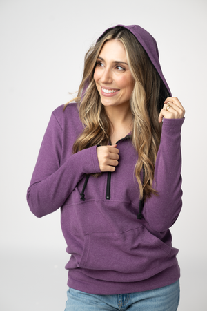Classic HalfZip Hoodie - Black and Purple by Michelle Mae