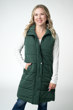 Harlow Long Vest - Evergreen by Michelle Mae
