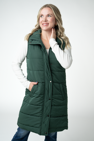 Harlow Long Vest - Evergreen by Michelle Mae