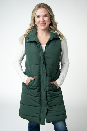 Harlow Long Vest - Evergreen by Michelle Mae