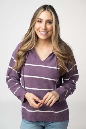 Maddie Striped Hoodie - Purple by Michelle Mae
