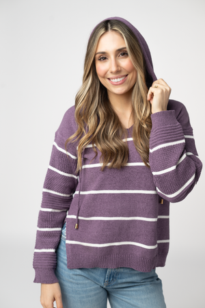 Maddie Striped Hoodie - Purple by Michelle Mae