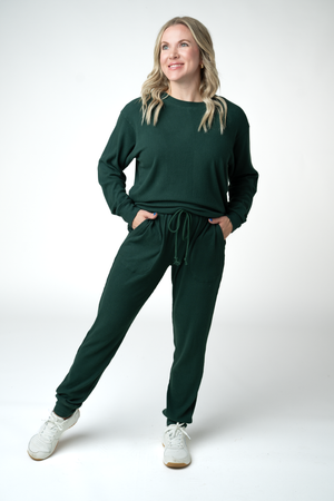 Corrine Ribbed Pullover Top - Evergreen by Michelle Mae