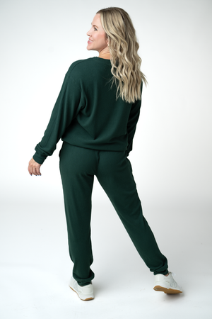 Corrine Ribbed Pullover Top - Evergreen by Michelle Mae
