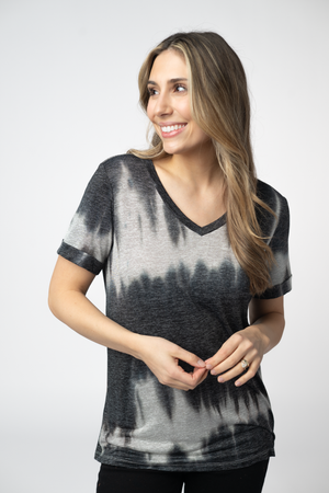 Sophie Top - Ombre Micro Stripes Midnight and White by Michelle Mae