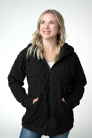 Geometric Fullzip Hoodie - Black by Michelle Mae