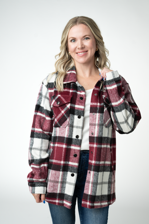 Norah Shacket - Merlot Plaid Mix by Michelle Mae