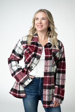 Norah Shacket - Merlot Plaid Mix by Michelle Mae