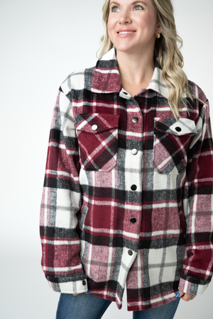 Norah Shacket - Merlot Plaid Mix by Michelle Mae