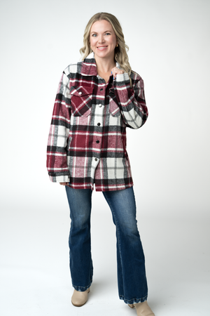 Norah Shacket - Merlot Plaid Mix by Michelle Mae