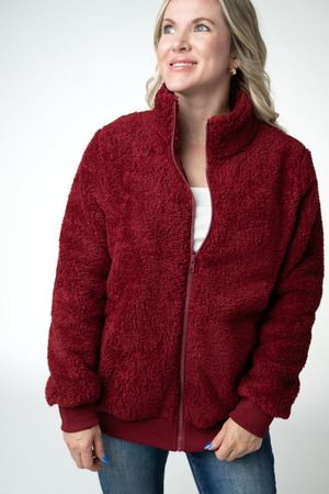 Skylar Sherpa Fullzip - Cranberry by Michelle Mae