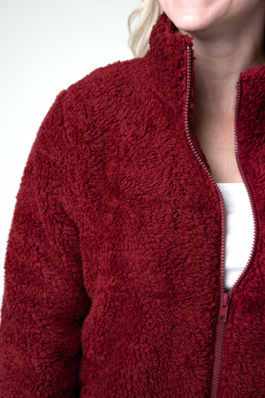 Skylar Sherpa Fullzip - Cranberry by Michelle Mae