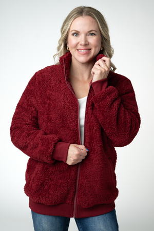 Skylar Sherpa Fullzip - Cranberry by Michelle Mae