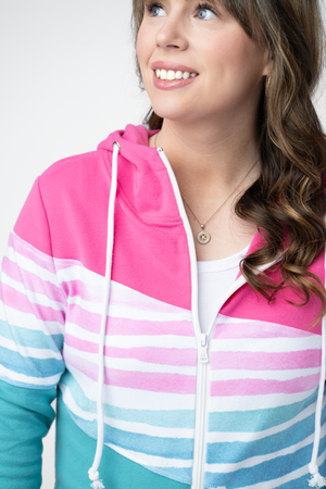 PREBOOK Colorblock Fullzip Hoodie - Summer Stripes Mix