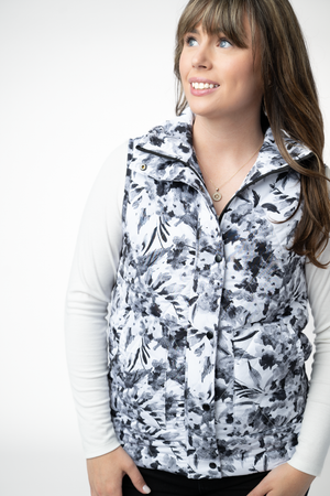 PREBOOK Remy Zip Up Vest - Abstract Monochrome