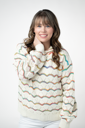 PREBOOK Rainbow Waves Knit Hoodie