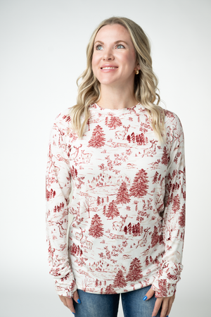Blair Long Sleeve Top - Cranberry Woodland