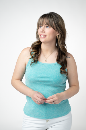 PREBOOK Audrey Vintage Wash Tank - Aqua