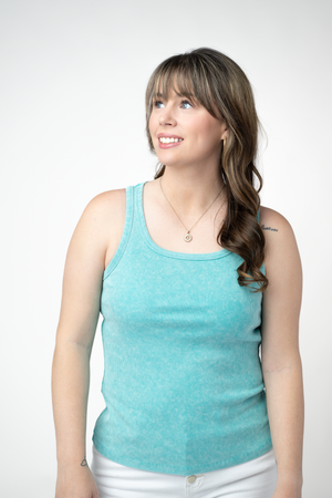 PREBOOK Audrey Vintage Wash Tank - Aqua