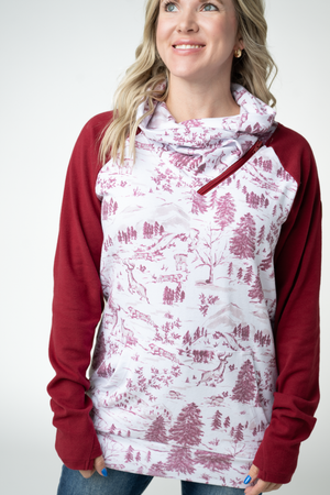 Classic Zoey ZipCowl Sweatshirt - Cranberry Woodland by Michelle Mae