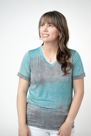 PREBOOK Sophie Top - Ombre Micro Stripes Aqua and White