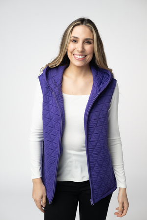 Heather Geometric Hooded Vest - Purple by Michelle Mae