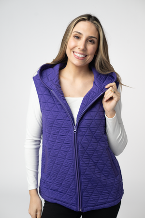 Heather Geometric Hooded Vest - Purple by Michelle Mae