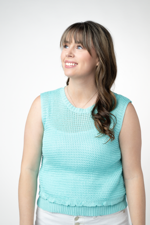PREBOOK Amaya Open Knit Top - Aqua